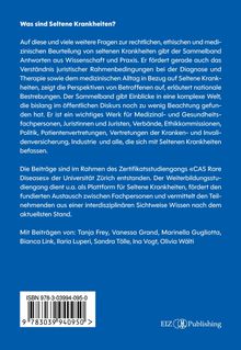 Cover beschreibt den Sammelband über seltene Krankheiten, rechtliche und medizinische Aspekte. Autorenliste und ISBN enthalten.