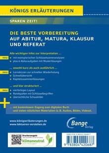 Blau-gelbes Buchcover mit Texten wie "KÖNIGS ERLÄUTERUNGEN", "DIE BESTE VORBEREITUNG", Details zu Inhalten und Verlagslogo.