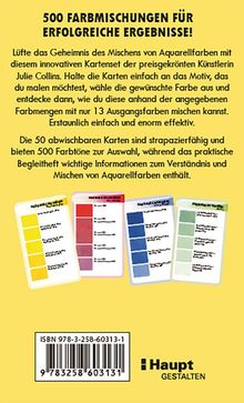 "500 FARBMISCHUNGEN FÜR ERFOLGREICHE ERGEBNISSE!" In gelbem Hintergrund; Karten mit Farbmustern; Buch ISBN. Logos unten.