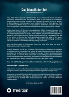 Titel: "Das Mosaik der Zeit" - Das Elliott-Wellen-Prinzip. Text über Ralph Nelson Elliotts Theorie zur Finanzmarktanalyse. Autor: Henrik Becker, September 2025. Geplante Projekte: „Theorie & Praxis“. Unten Logo von tredition.