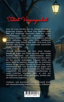 „Tatort Vergangenheit“ in roter Schrift. Text über einen emotionalen Krimi mit Dr. Eduard Bernard und Hundeähnlichem Geruchssinn.