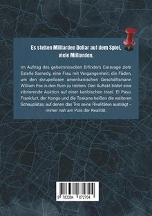Text: "Es stehen Milliarden Dollar auf dem Spiel, viele Milliarden." Hintergrund: Stadtplan. Rote Reißzwecke. Strichcode unten.
