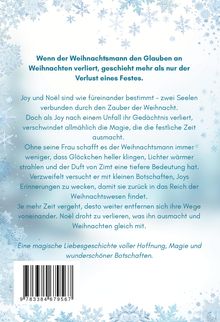 Schneeflocken-Muster umrahmen den Text über eine magische Liebesgeschichte voller Hoffnung und Weihnachtszauber.