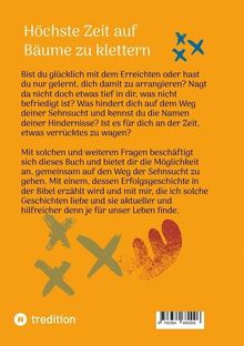 "Höchste Zeit auf Bäume zu klettern" steht oben. Der Text fragt, ob du mit dem Erreichten zufrieden bist und regt zum Nachdenken an.