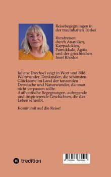 Reisebegegnungen in der traumhaften Türkei. Komm mit auf die Reise! Oberhalb ist das Bild einer lächelnden Frau.