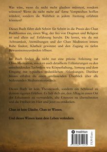Ein Text erklärt die Schritte des Chan-Buddhismus als Weg der Erfahrung, Klarheit und Achtsamkeit; Chan ist Wissen.