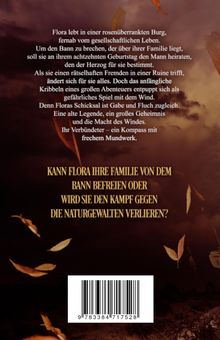 Ein Text beschreibt Floras Abenteuer, einen Fluch zu brechen und die Naturgewalten zu bezwingen. EAN-Code unten.