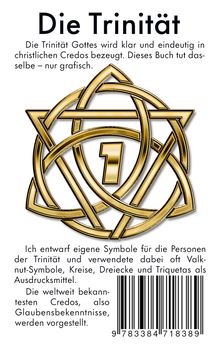 "Die Trinität" steht oben. Ein goldenes Symbol aus Dreiecken und Kreisen enthält die Zahl "1". Unten ein Barcode.