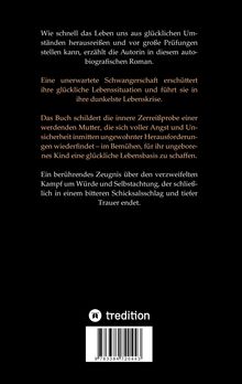 Text beschreibt die Krise einer Mutter durch unerwartete Schwangerschaft. Ein weißes tredition-Logo ist unten.
