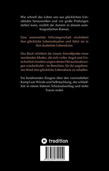 Text über die Herausforderungen unerwarteter Schwangerschaften und emotionalen Kampf. Unten ein Logo und Barcode.