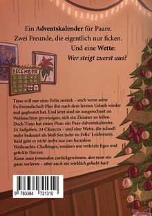 Ein Adventskalender für Paare, zwei Freunde und eine Wette. Weihnachtliche Szene mit Kalender und Weihnachtsbaum.