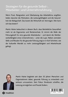Strategien für die gesunde Selbst-, Mitarbeiter- und Unternehmensführung. Unten: Foto eines Mannes. Logo: tredition.