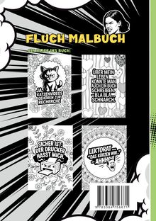 "FLUCH MALBUCH, EIN BLICK INS BUCH: Ja, Katzenvideos gehören zur Recherche. Über mein Leben... Bla Bla... Schnarch..."