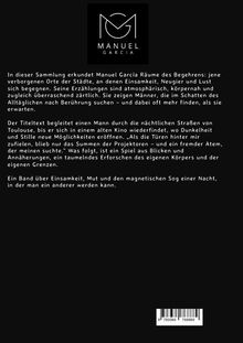 Text über Manuel García, seine Erzählungen und die Erforschung von Einsamkeit und Begehren in Städten. Oben ein Logo.