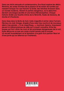 Ein roter Hintergrund mit französischem Text über weibliche Wünsche und Verführung. Unten ein Barcode.