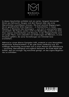 Oberhalb befindet sich das Logo "Manuel Garcia". Darunter steht ein beschreibender Text über intime Begegnungen und Entdeckungen.