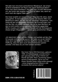 Text beschreibt einen autobiografischen Weg mit Missbrauch. Foto eines Mannes unten links, ISBN und Preisangabe unten.