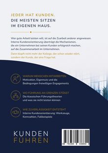 Text: "JEDER HAT KUNDEN. DIE MEISTEN SITZEN IM EIGENEN HAUS." Illustration: Drei Symbole und Themen zur internen Kundenorientierung.
