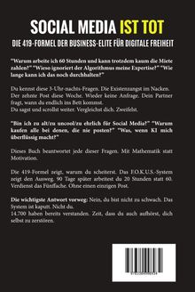 SOCIAL MEDIA IST TOT. Die 419-Formel der Business-Elite. Das F.O.K.U.S.-System bietet Lösungen für digitale Freiheit. Barcodes unten.