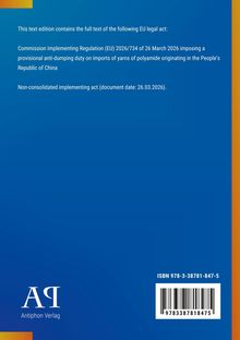 EU-Gesetzestext über Anti-Dumping bei Polyamid-Importen aus China. Datum: 26.03.2026. Blau mit Logo unten.
