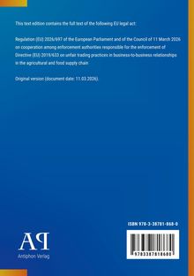 EU-Verordnungstext, 11.03.2026, ISBN 978-3-38781-868-0. Antiphon Verlag, blaues Cover mit orangefarbenen Akzenten.