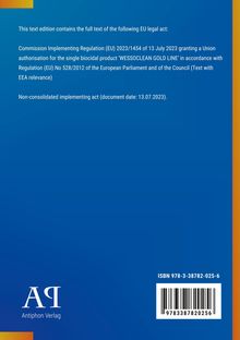 EU-Verordnung 2023/1454 über 'WESSOCLEAN GOLD LINE', Antiphon Verlag, ISBN 978-3-38782-025-6. Blaues Design.