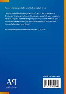 EU-Gesetz über Anti-Dumping-Maßnahmen. Datum: 11.05.2023. Blauer Hintergrund mit vertikalen Farbstreifen.