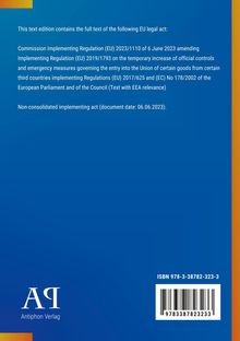 Text über EU-Verordnung mit Datum 06.06.2023. Blau-orange Hintergrund, links unten Logo "Antiphon Verlag". ISBN angezeigt.