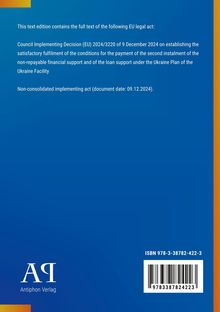 EU-Rechtsakt vom 9. Dezember 2024, Anforderungen für Finanzhilfe an Ukraine. Blaues Cover mit weißem Text, ISBN unten rechts.