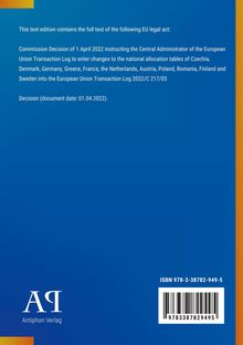 Text über EU-Entscheidung zu Transaktionsprotokollen, Länderliste, Datum 01.04.2022. Blau mit Verlag-Logo unten.