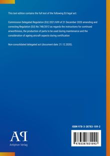 EU-Verordnung 2021/699 vom 21.12.2020, Delegierte Maßnahme, nicht konsolidiert. Blau mit Logo "Antiphon Verlag".