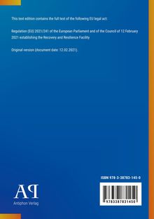 EU-Regelungstext vom 12.02.2021, ISBN 978-3-38783-145-0. Logo "Antiphon Verlag" unten links. Hintergrund: Blau.