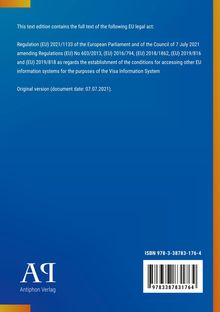 Text über EU-Verordnung (EU) 2021/1133, ISBN und Logo "Antiphon Verlag". Hintergrund in Blau.
