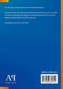 Text über EU-Rechtsakte und Richtlinien, blaues Design mit orangem Rand und Verlag "Antiphon Verlag". ISBN und Barcode unten.