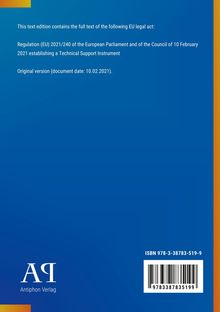 Regulation (EU) 2021/240 text, ISBN 978-3-38783-519-9, blaues Cover, Antiphon Verlag Logo, Datum 10.02.2021.