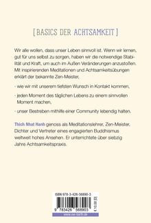"Basics der Achtsamkeit" in großer Schrift. Text über Meditation und Achtsamkeit unter Anleitung eines Zen-Meisters. ISBN unten.