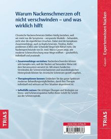 Titel: Warum Nackenschmerzen oft nicht verschwinden – und was wirklich hilft. Informationen zu Ursachen, Therapieoptionen, Selbsthilfe. Links roter Streifen mit "TRIAS".