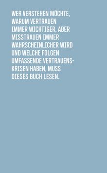 Weißer Text auf hellblauem Hintergrund: "Wer verstehen möchte, warum Vertrauen immer wichtiger, aber Misstrauen..."
