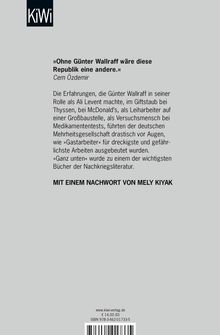 Zitat: „Ohne Günter Wallraff wäre diese Republik eine andere.“ von Cem Özdemir. Text über Wallraffs Erfahrungen. Logo oben links.