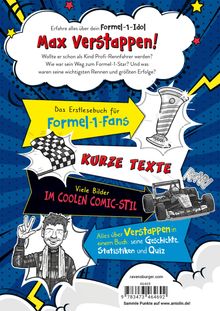 Erfahre alles über Max Verstappen! Erstlesebuch für Formel-1-Fans mit kurzen Texten im coolen Comic-Stil.