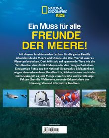 National Geographic Kids Logo, Text: "Ein Muss für alle Freunde der Meere!" Bilder von Meereslebewesen und einer Küste.
