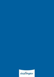Text: "esslinger". Ein schlichter blauer Hintergrund mit einem weißen rechteckigen Bereich am unteren Rand.