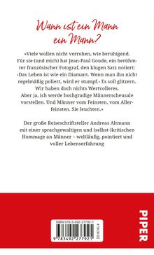 "Wann ist ein Mann ein Mann?" steht in roter Schrift oben. Darunter folgt ein Zitat über Männer und Diamanten. Rechts: "PIPER".