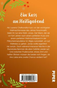 "Ein Kuss an Heiligabend" oben, eine weihnachtliche Geschichte über zweite Chancen und alte Gefühle. Orange-Ton mit Zweig-Dekor.