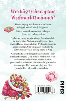 „Wer küsst schon gerne Weihnachtsmänner?“ steht oben. Schnee und Geschenke verzieren den Hintergrund.