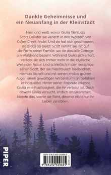 "Dunkle Geheimnisse und ein Neuanfang in der Kleinstadt. Hintergrund: Bäume vor einem pastellfarbenen Himmel. 'PIPER' am Rand."