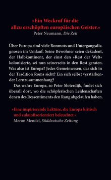 Zitat von Peter Neumann: "Ein Weckruf für die allzu erschöpften europäischen Geister." Text über Europas Identität.