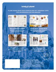 Lonely Planet Logo, Reiseplanung für Barcelona, unvergessliche Erlebnisse, Tipps von Locals, Nachhaltigkeit, Extra Stadtplan.