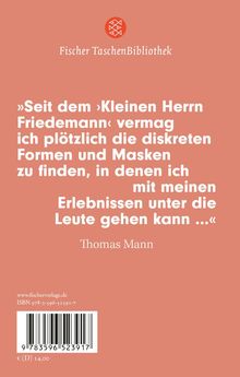 Zitat von Thomas Mann über seine Erlebnisse. Oben ein Fischer TaschenBibliothek Logo. Hintergrund in Ziegelrot.