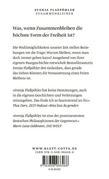 Titel: Was, wenn Zusammenbleiben die höchste Form der Freiheit ist? Autorin: Svenja Flaßpöhler. Verlag: Klett-Cotta. Preis: 25 Euro.